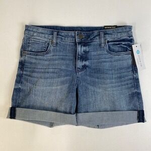 KUT‎ From The Kloth Boyfriend Denim Shorts Blue Cuffed Hem Womens Size 8
